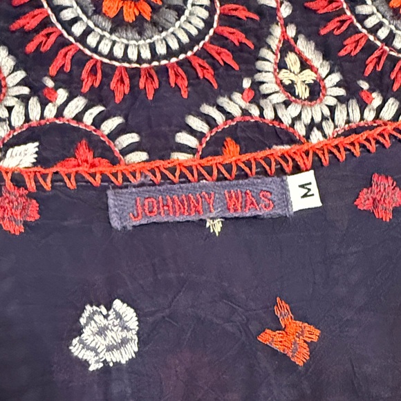 Johnny Was Navy Top with Red and White Embroidery - Picture 7 of 7